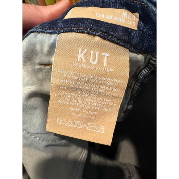 Kut From The Kloth Meg Fab Ab High Waist Raw Hem Ankle Wide Leg Jeans Size 10 - Picture 6 of 7